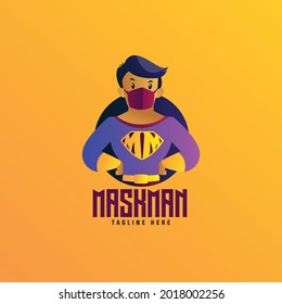 Plantilla de logotipo de mascota vectorial masculina de mascarilla india