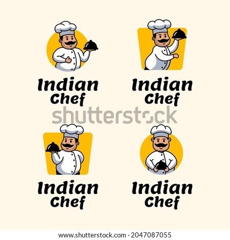 Indian master chef character mascot logo vintage collection for restaurant food