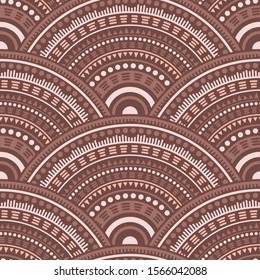 Indian medallions mosaic textile ornament vector seamless pattern. Oriental motifs bohemian repeating illustration. Eastern asian ethnic circle mandala elements seamless geometric pattern.