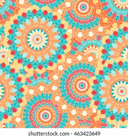 Indian mehendi boho hand drawn seamless background. Vector illustration