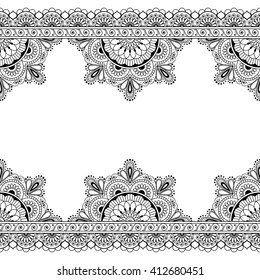 Set Seamless Borders Pattern Mehndi Henna Stock Vector (Royalty Free ...