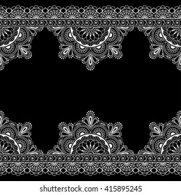 Set Seamless Borders Pattern Mehndi Henna Stock Vector (Royalty Free ...