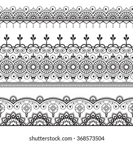 Indian Mehndi Henna Three Line Lace Stock Vector (Royalty Free ...