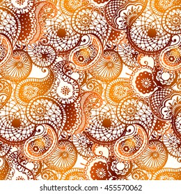 Indian mehndi pattern, black henna, paisley, yin and yang, Zen pattern. Vector illustration.