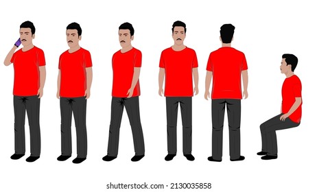 Indian Men Cartoon Character. Isolated on Vector illustration