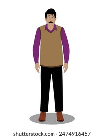 indian men front view cartoon character design