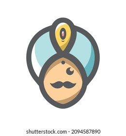 Indian Men Head Headwear Vector icon Cartoon illustration