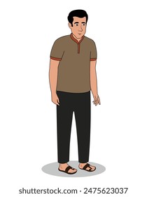 indian men three quarter view cartoon character design