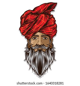 indian men wearing turban vector