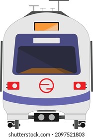 Indian Metro Train illustration concept. Front view of metro.