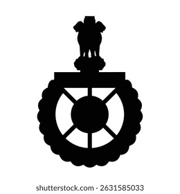 Indian military wheel emblem ashoka lion top