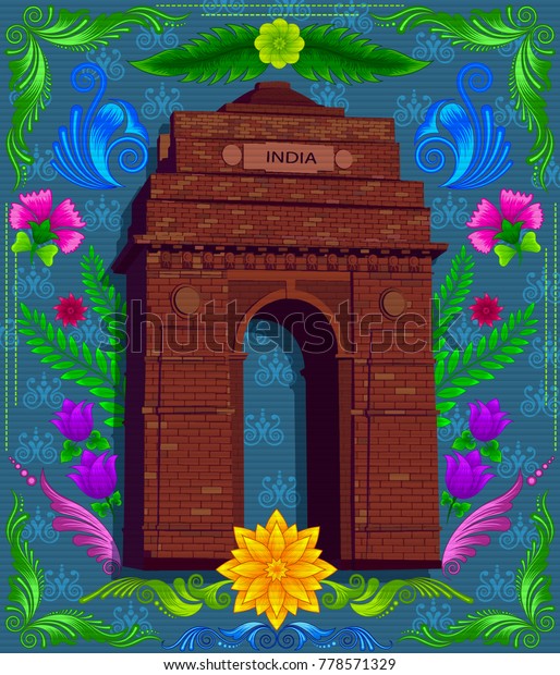 Indian Monument India Gate Indian Style Stock Vector (Royalty Free ...