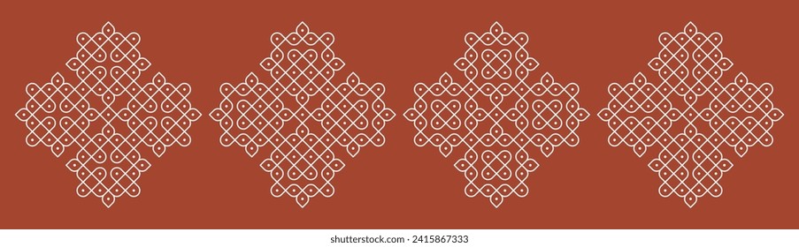 Indian morden pulli or sikku Kolam design vector, set of editable home decor patterns