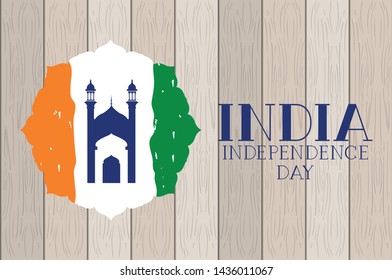 indian mosque chaminar temple with flag in wooden background