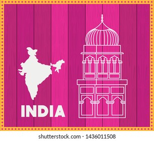 indian mosque temple with purple background