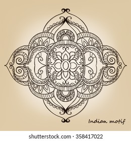Indian motif on a beige background. vector