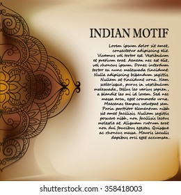 Indian motif on a beige background with text. vector