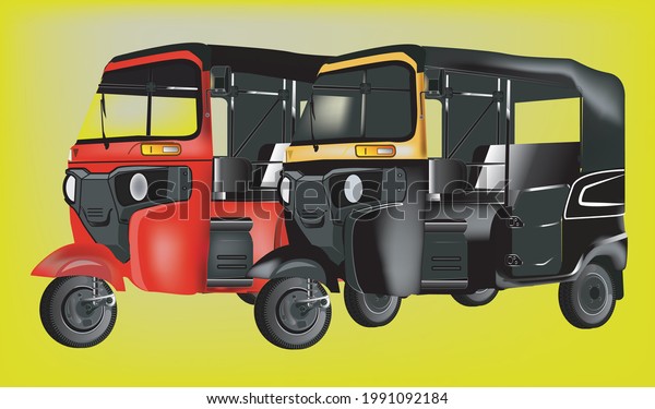  Indian motor rickshaw car Indian Three\
Wheel Vector illustration