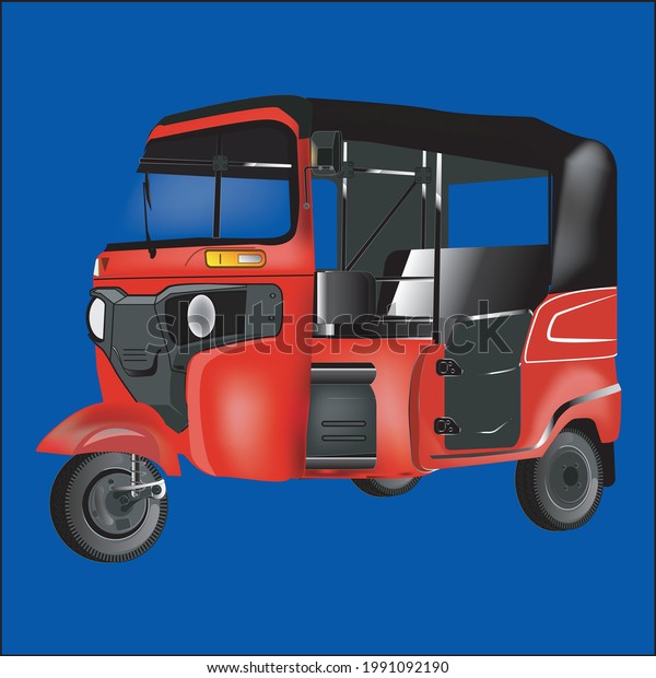  Indian motor rickshaw car Indian Three
Wheel Vector illustration