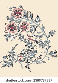 Indian Mughal floral block print motif