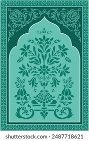 Indian Mughal flower motif. Mughal wall paintings, Mughal silhouette flower motif.