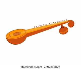 Indian music instrument veena or sitar Happy Vasant Panchami