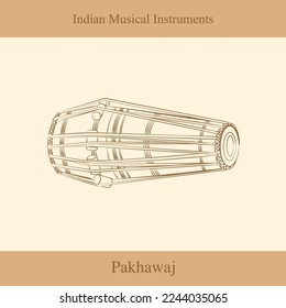 indian music instruments line drawing vector