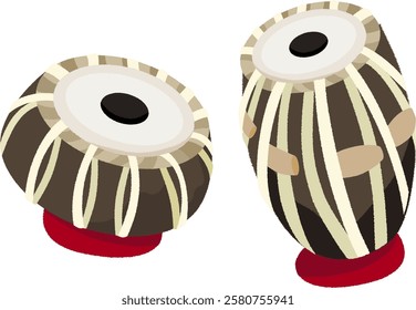 Indian musical instrument. Tabla and Baya.