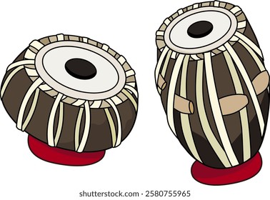 Indian musical instrument. Tabla and Baya.