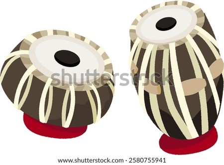 Indian musical instrument. Tabla and Baya.