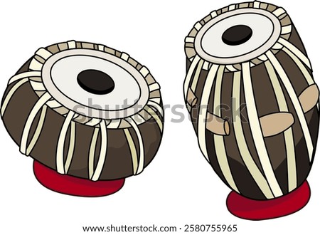 Indian musical instrument. Tabla and Baya.