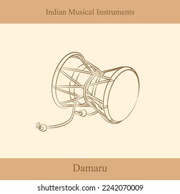 indian musical instruments line drawing vector