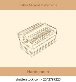 indische Musikinstrumentenlinie, Zeichenvektorgrafik