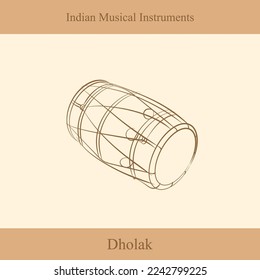 indian musical instruments line drawing vector