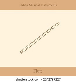 indian musical instruments line drawing vector