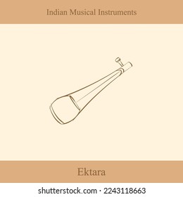 vector de dibujo de línea de instrumentos musicales indios