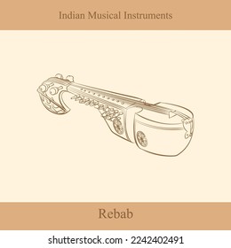 vector de línea de instrumentos musicales indios