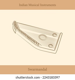indian musical instruments vector line drawing