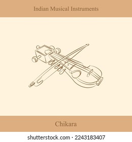 dibujo de línea vectorial de instrumentos musicales indios