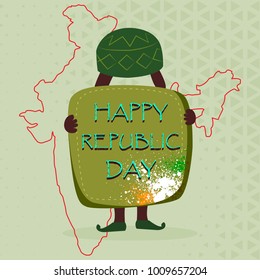 indian Muslime is standing and the happy republic day wish