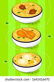 Indian Mutton,Chicken,Egg Biryani Food flyer Editable Vector