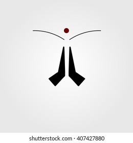  Indian Namaste. Greeting Flat Icon. Vector Illustration.