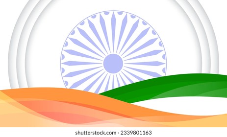 indian nation tricolor and ashok chakra white background.beautiful and minimal colorful backdrop with effects.backdrop for indian national holidays and festivals with copy space.ready to use eps10
