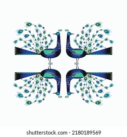 Indian National Bird  Peacock Vector Illustration