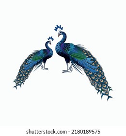 Indian National Bird  Peacock Vector Illustration