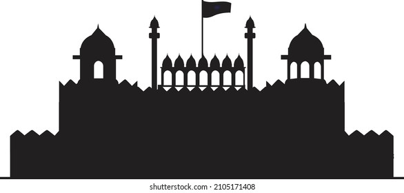 An Indian National card with red fort silhouette and text Vandematram on grunge background for Independence Day and Republic Day.