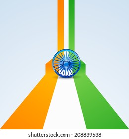 Indian national flag with Asoka Wheel on grey background for 15th of August, Indian Independence Day celebrations. 