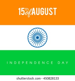 Indian national flag tricolors theme background for Indian Republic day and Independence day with Ashoka Wheel. 15 th of august. Vector illustration template for greeting card or web banner design