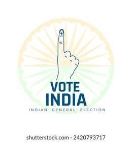 indian national voting finger background with ashoka chakra design vector