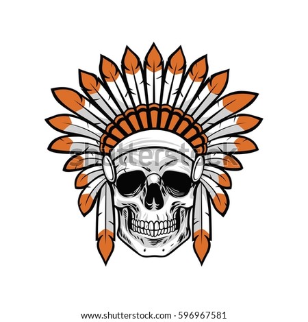 Indian Native American Skull Vector Illustration